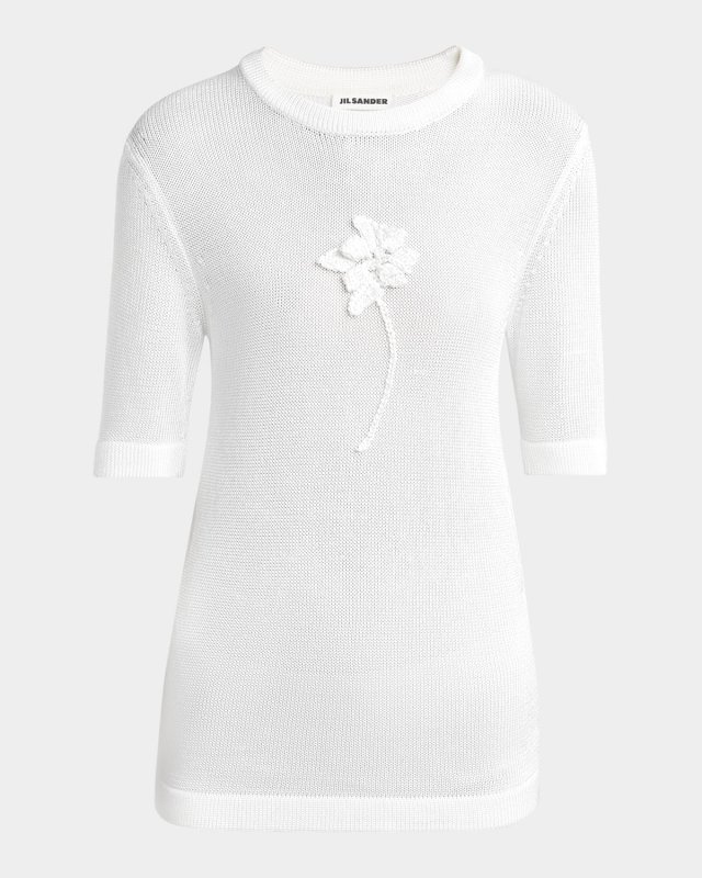 Crochet Flower Knit T-Shirt